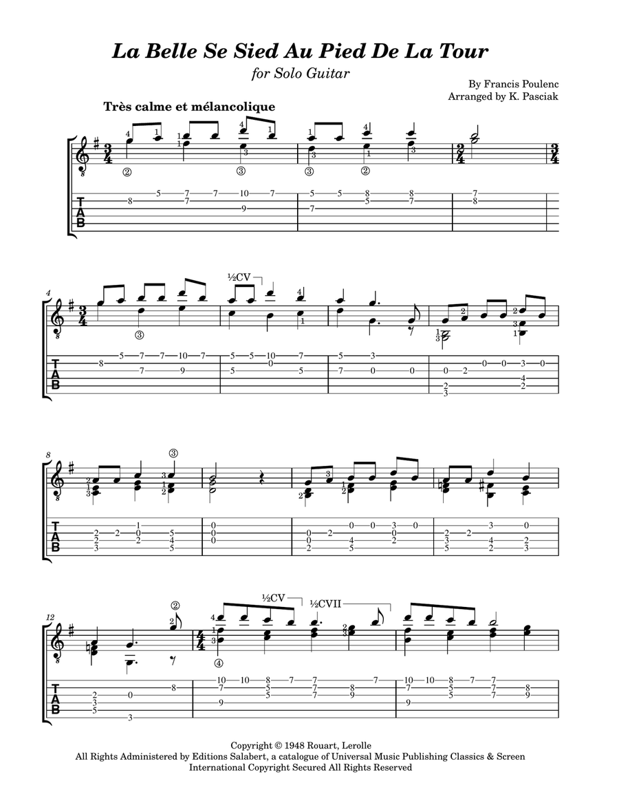 La Belle Se Sied Au Pied De La Tour Acoustic Guitar scores gallery preview page 2