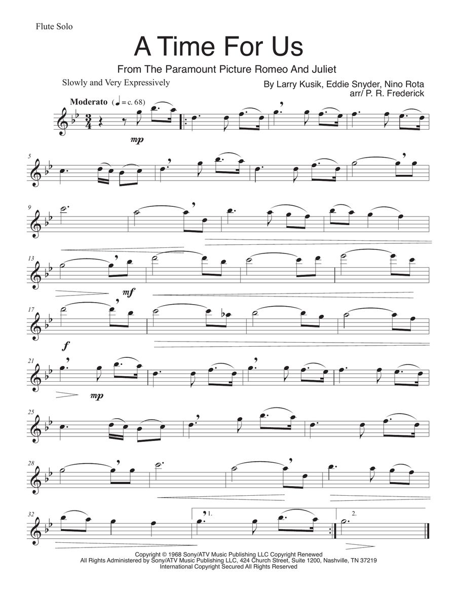 A Time For Us (Love Theme) Flute Solo scores gallery preview page 1