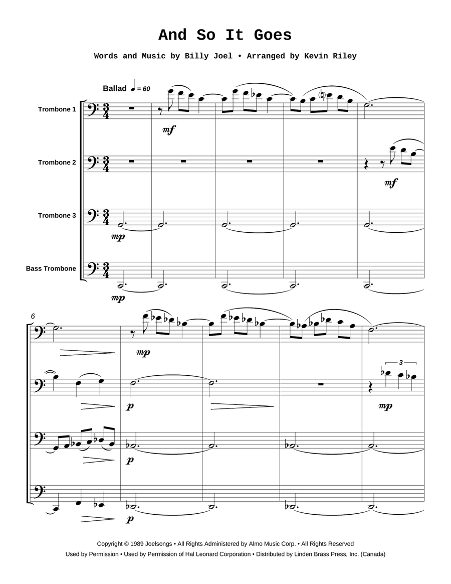 And So It Goes Brass Quartet scores gallery preview page 4