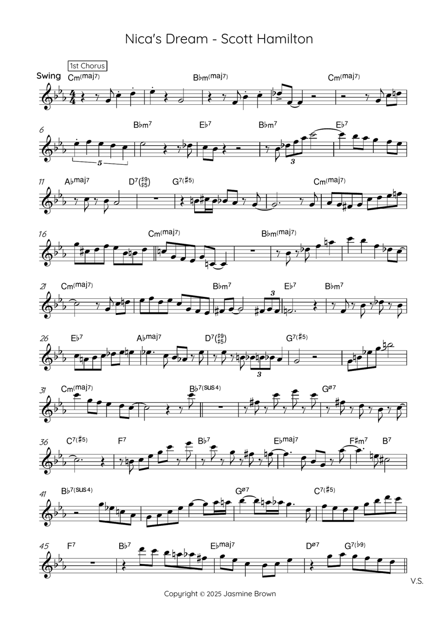 Nica's Dream Nica's Dream Tenor Saxophone scores gallery preview page 1