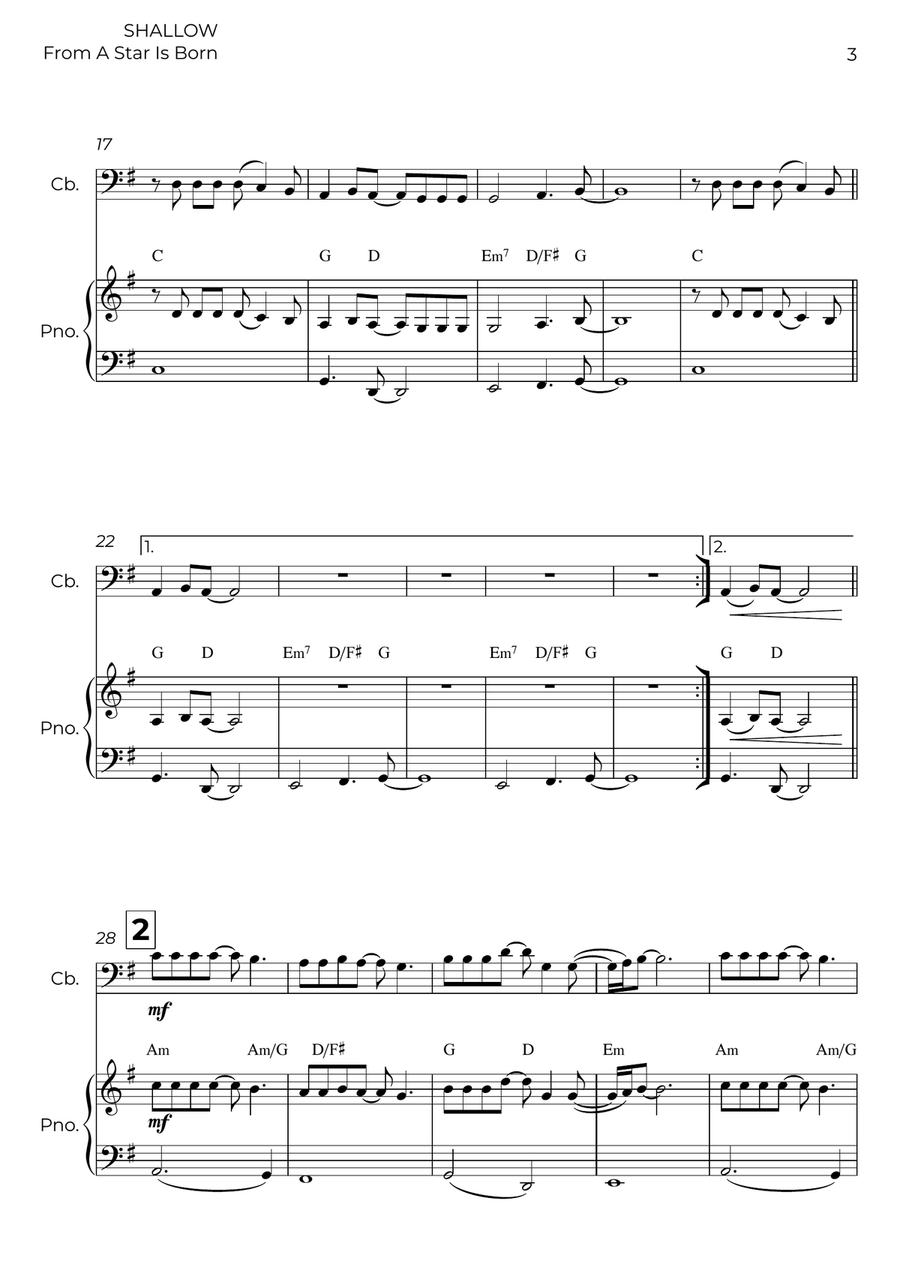 Shallow Shallow Double Bass scores gallery preview page 3