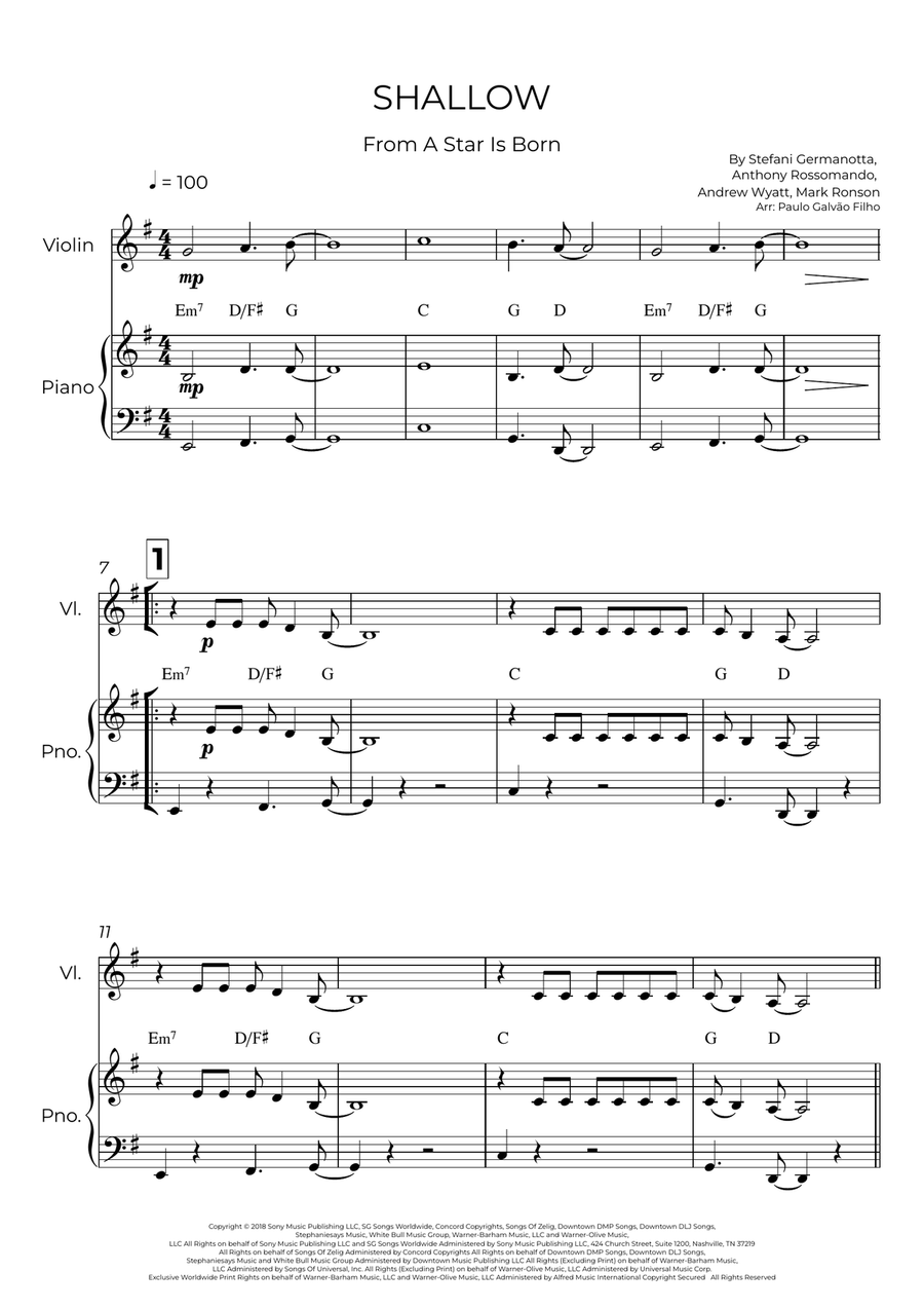 Shallow Shallow Violin Solo scores gallery preview page 2