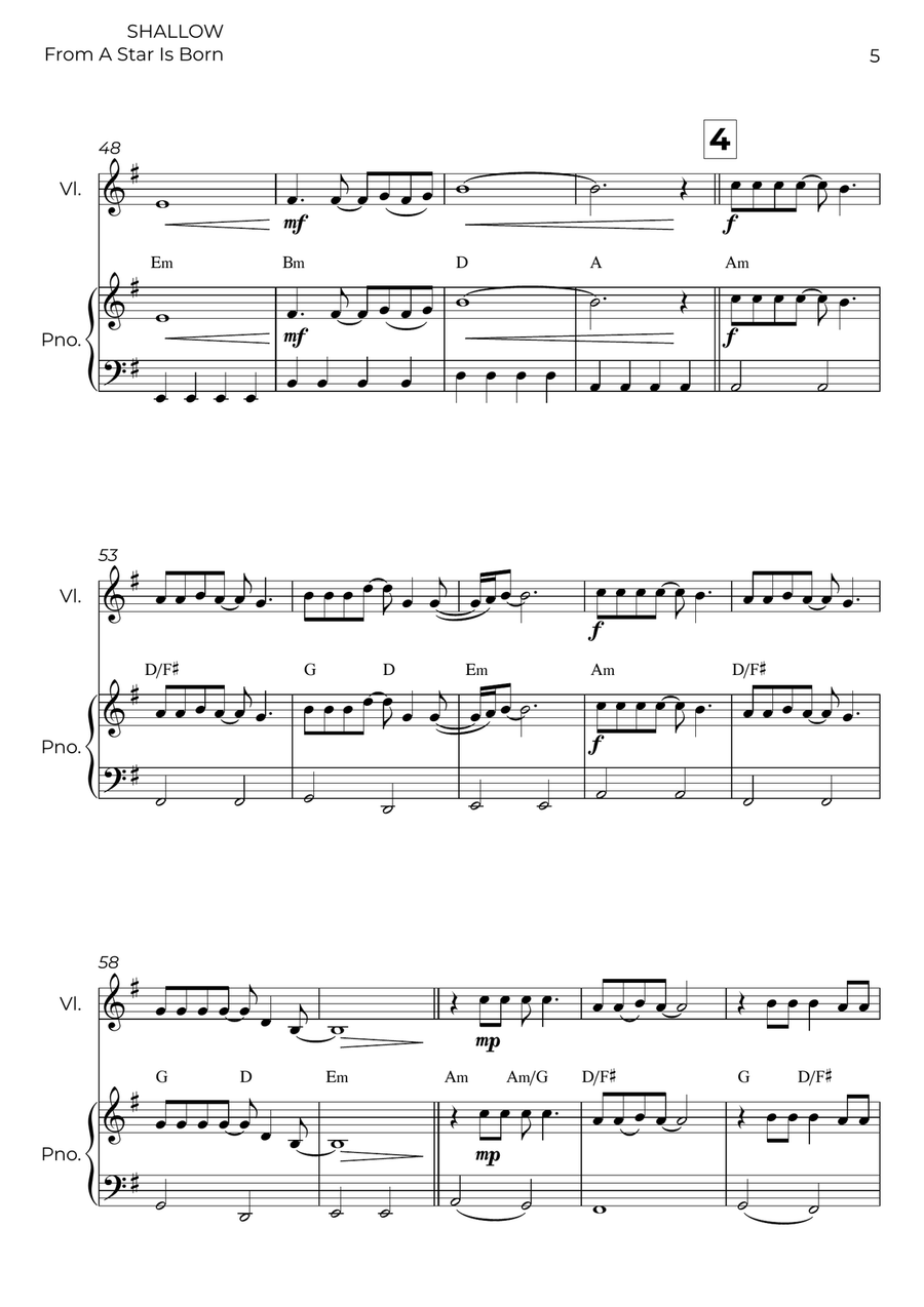 Shallow Shallow Violin Solo scores gallery preview page 5