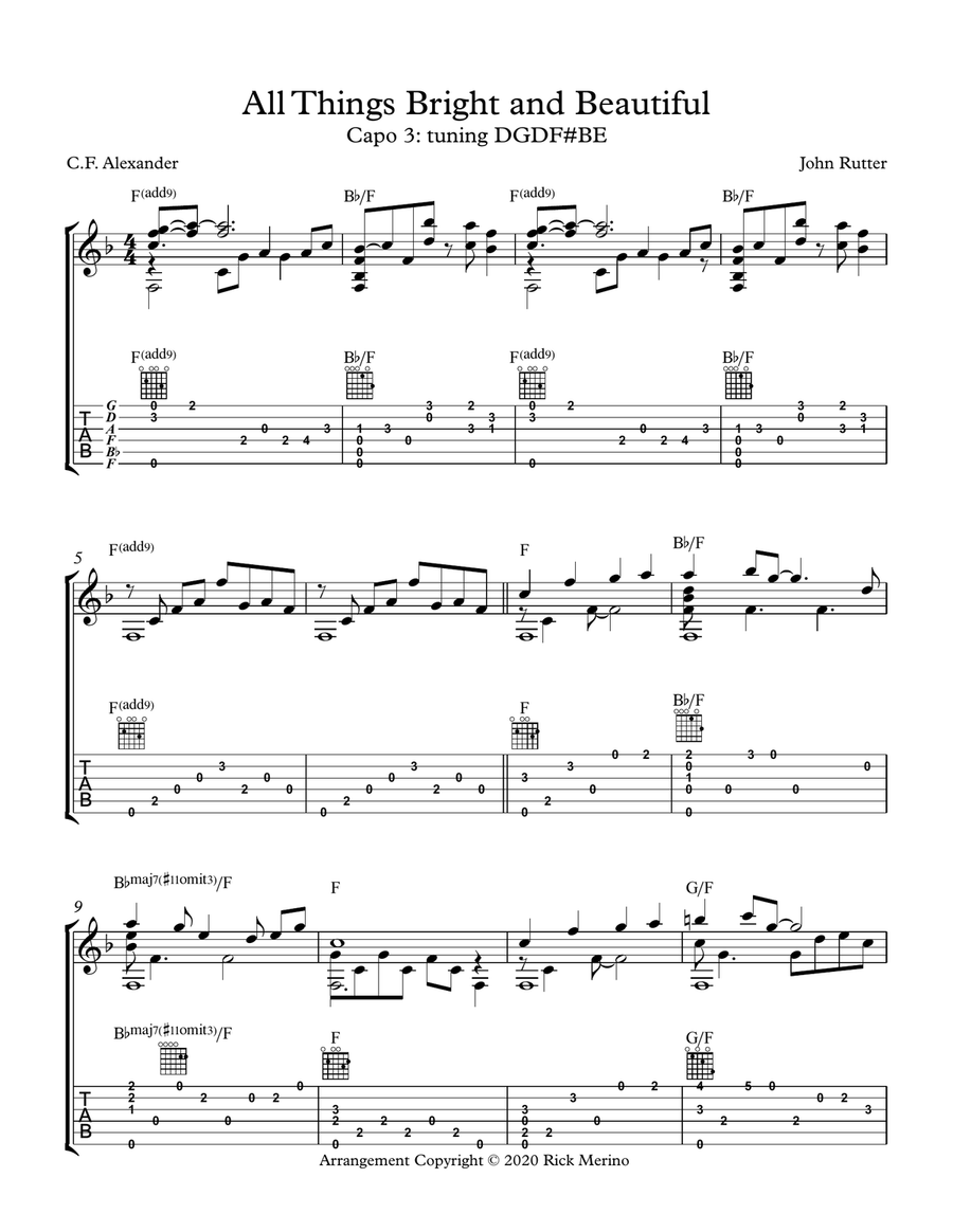 All Things Bright And Beautiful Acoustic Guitar scores gallery preview page 1