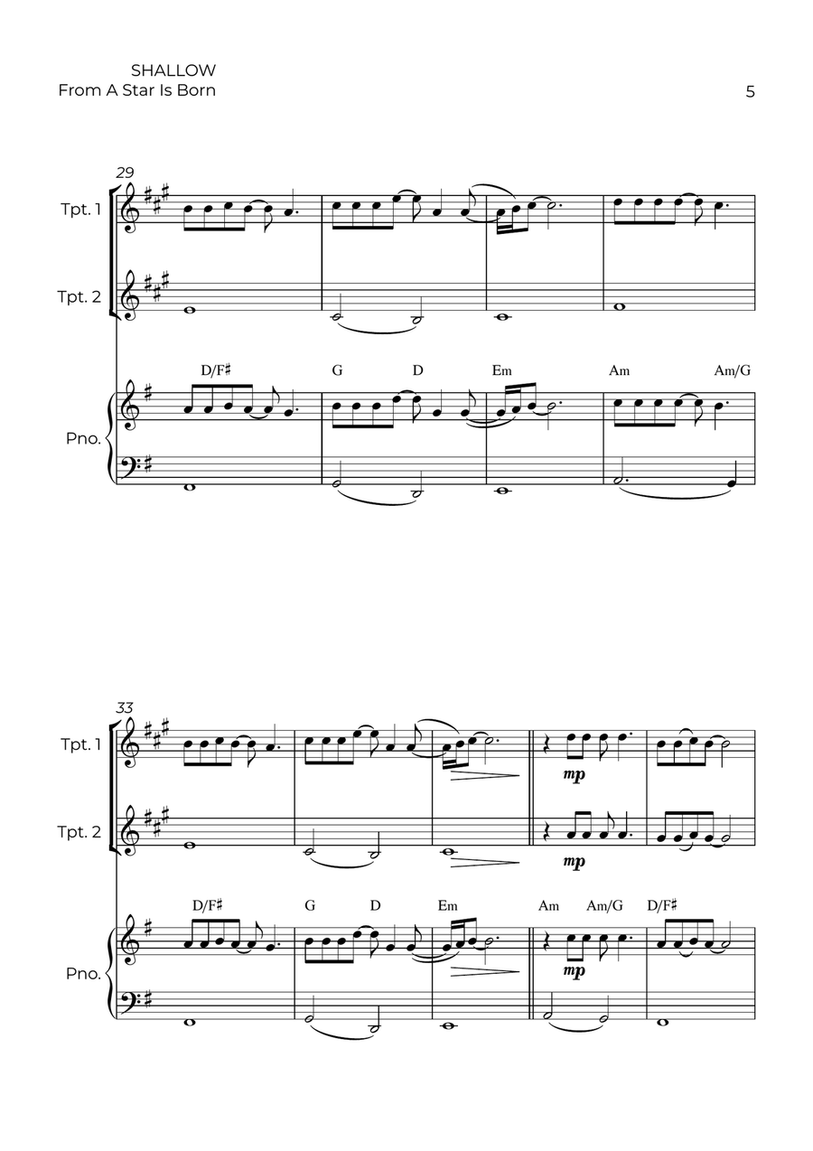 Shallow Shallow Trumpet Duet scores gallery preview page 5