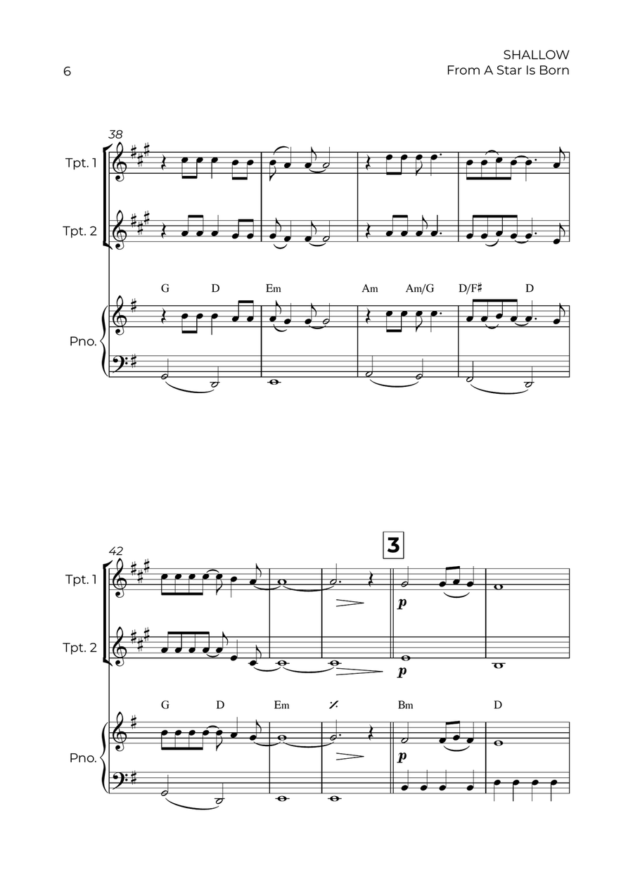 Shallow Shallow Trumpet Duet scores gallery preview page 6