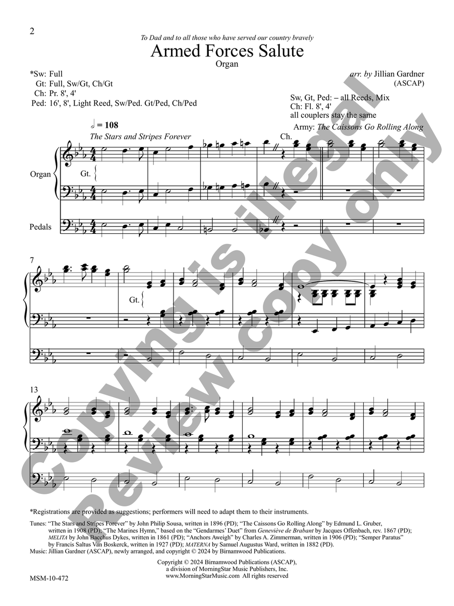 Armed Forces Salute Armed Forces Salute Organ scores gallery preview page 2