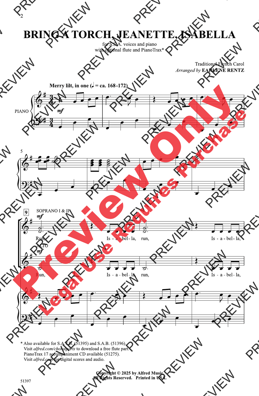 Bring a Torch, Jeanette, Isabella Women's Choir scores gallery preview page 2