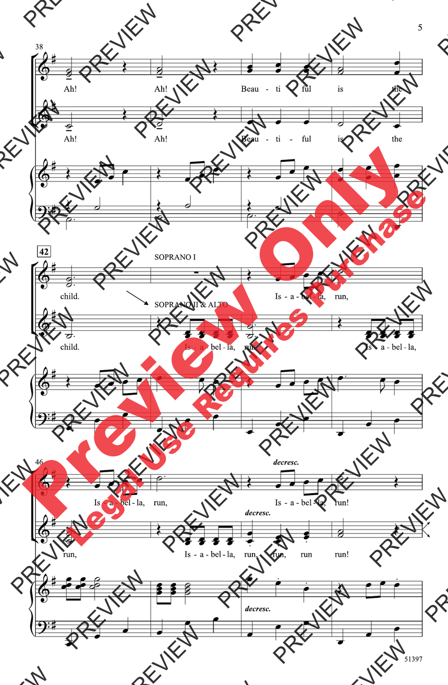 Bring a Torch, Jeanette, Isabella Women's Choir scores gallery preview page 5