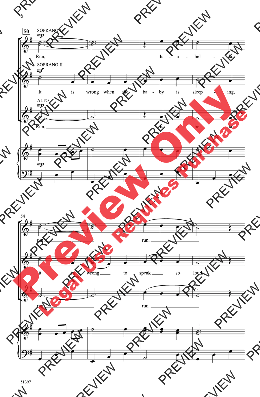 Bring a Torch, Jeanette, Isabella Women's Choir scores gallery preview page 6