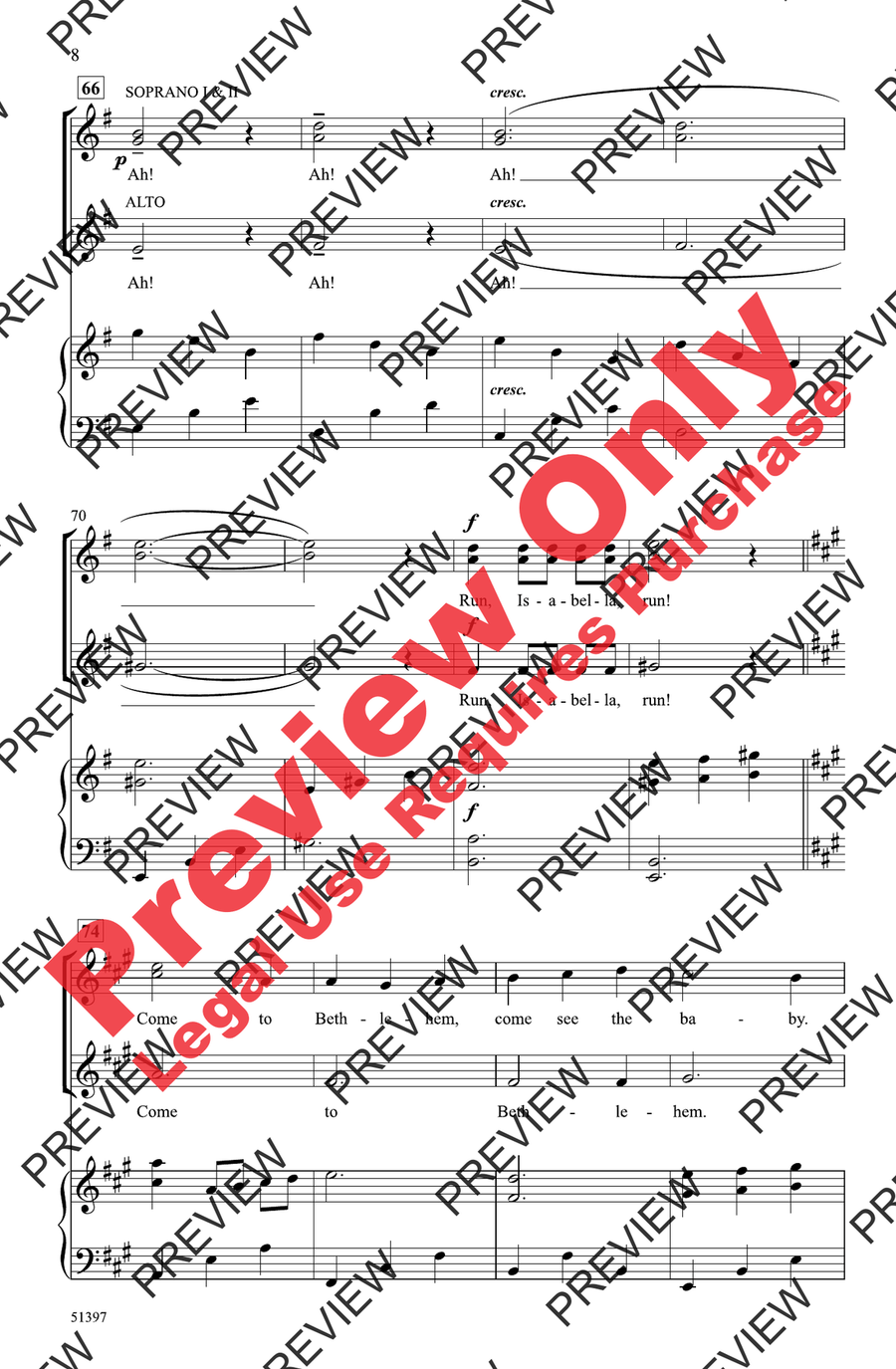 Bring a Torch, Jeanette, Isabella Women's Choir scores gallery preview page 8