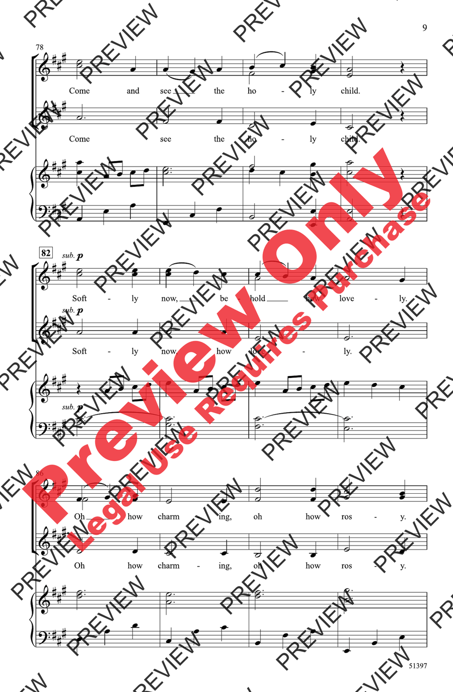 Bring a Torch, Jeanette, Isabella Women's Choir scores gallery preview page 9