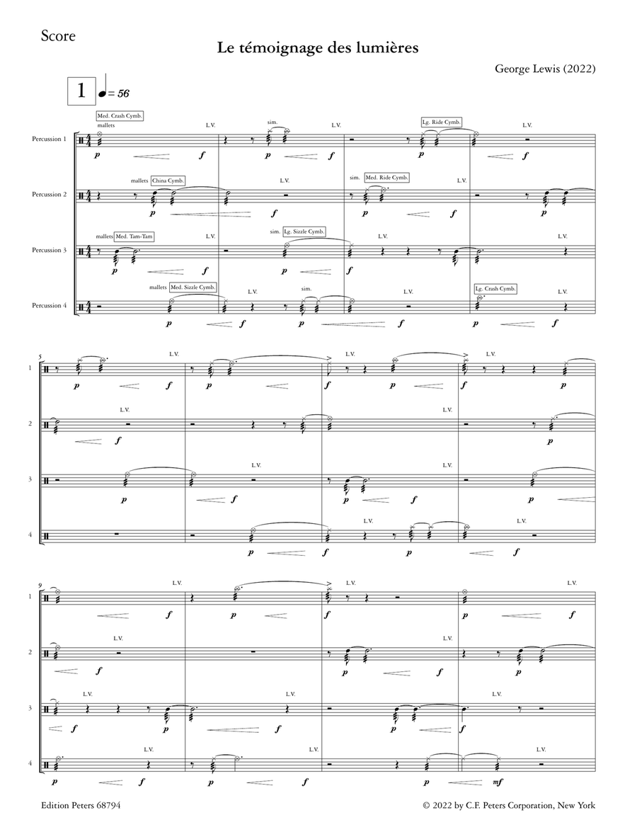 Le témoignage des lumières (Score and Parts) Percussion Ensemble scores gallery preview page 3