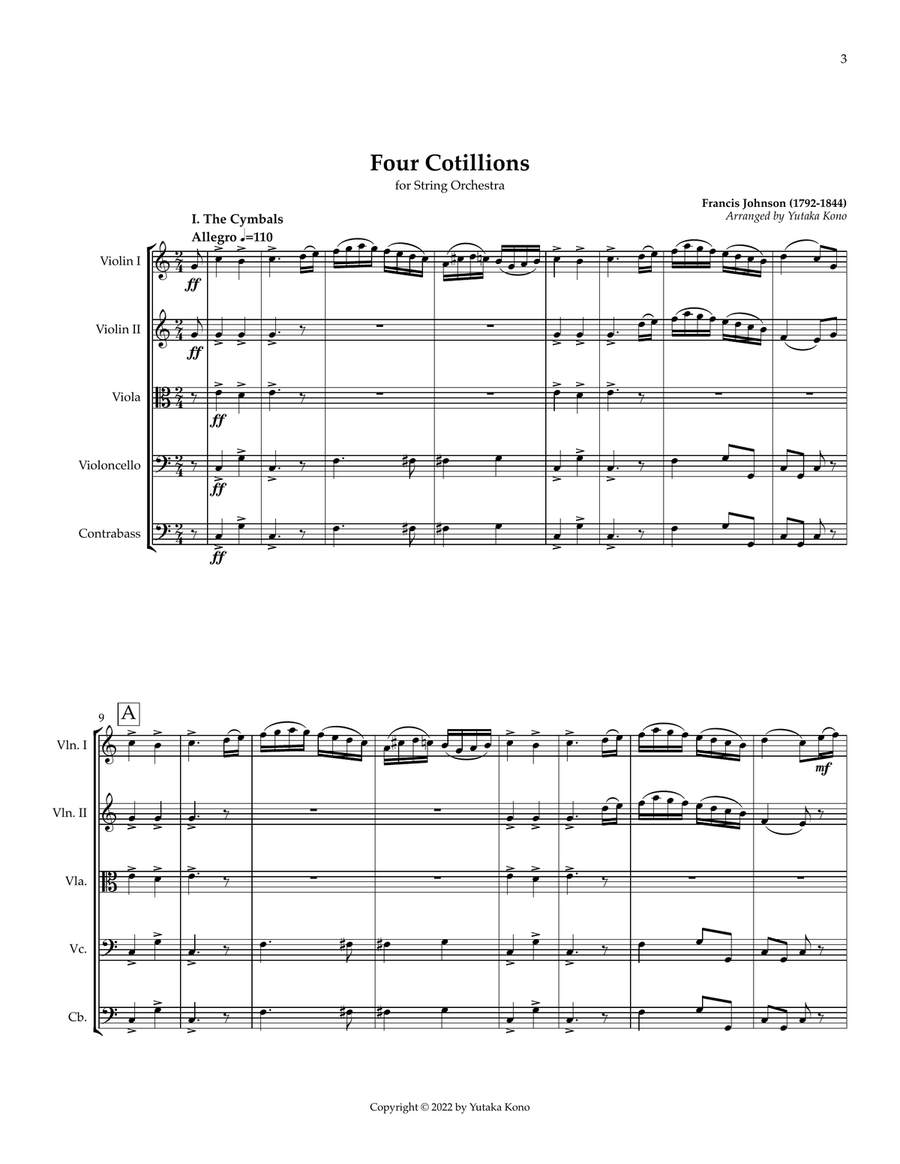 Four Cotillions for String Orchestra Chamber Music scores gallery preview page 3