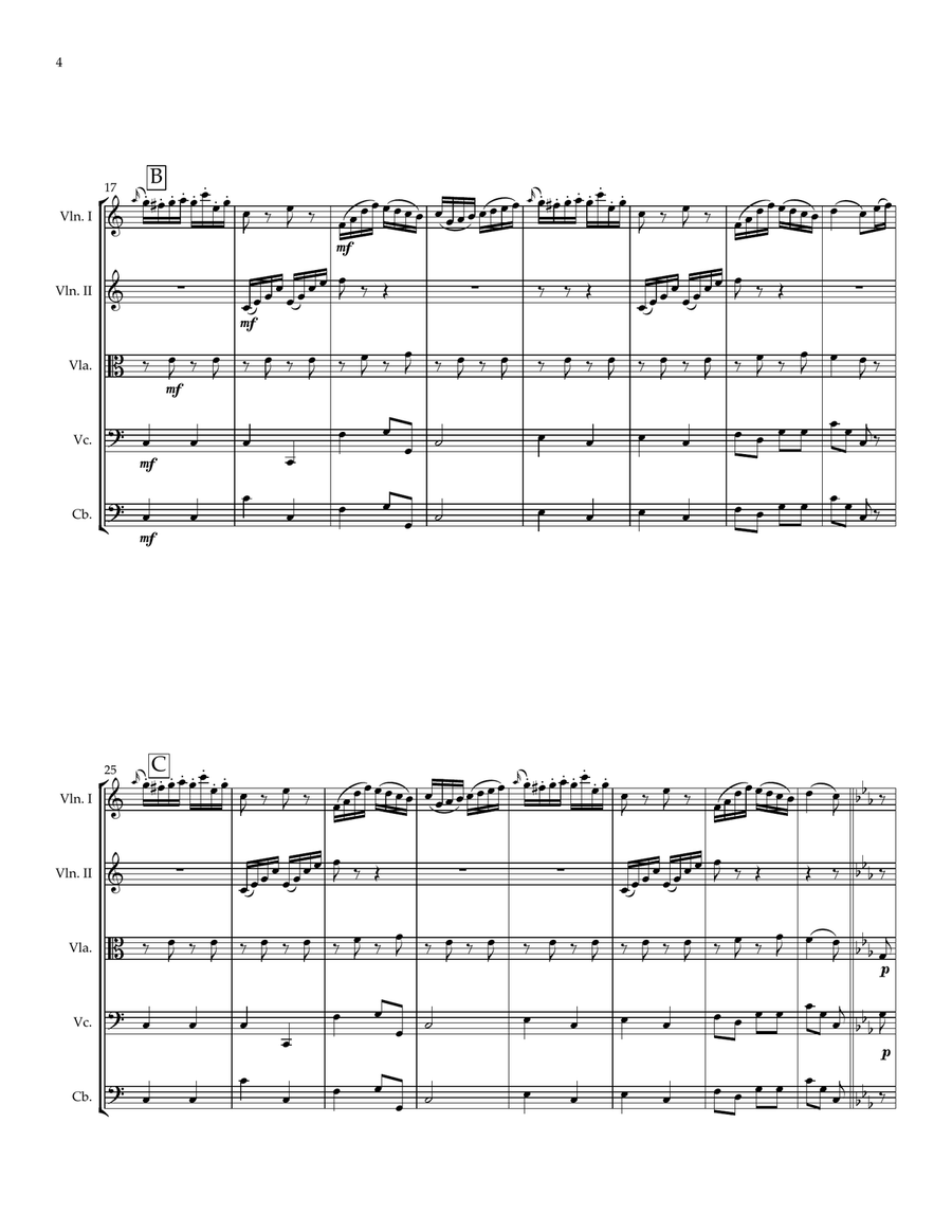 Four Cotillions for String Orchestra Chamber Music scores gallery preview page 4