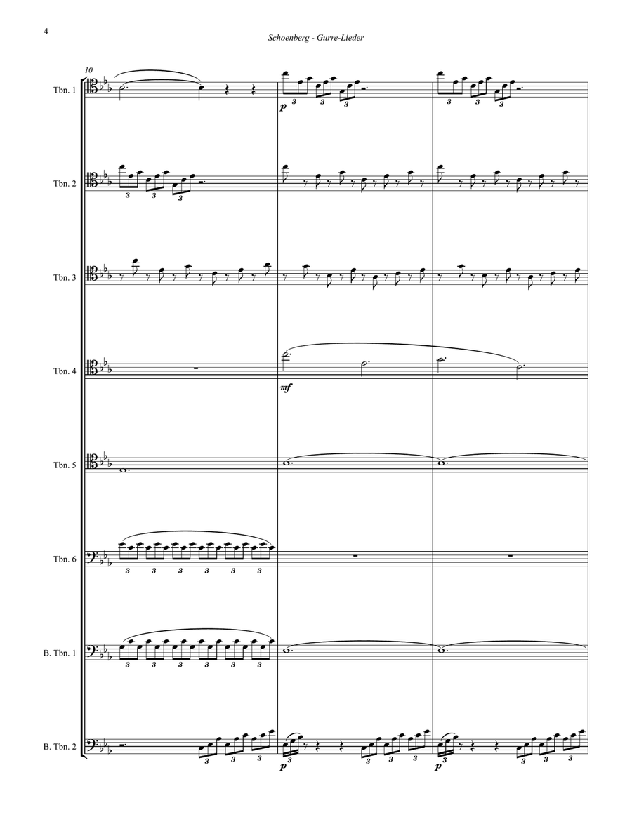 Prelude to Gurre-Lieder for 8-part Trombone Ensemble Trombone scores gallery preview page 4