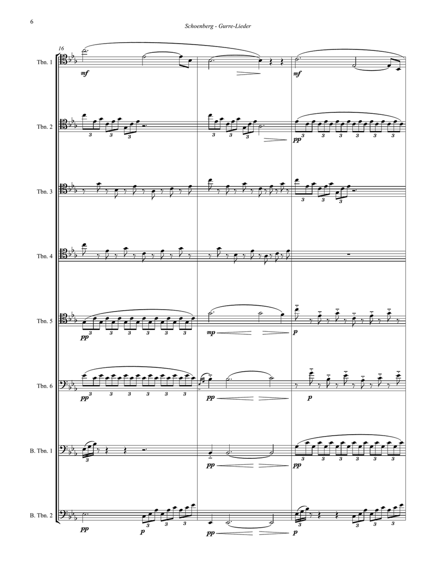 Prelude to Gurre-Lieder for 8-part Trombone Ensemble Trombone scores gallery preview page 6