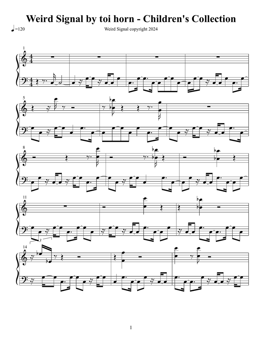 Weird Signal Weird Signal Piano Solo scores gallery preview page 1