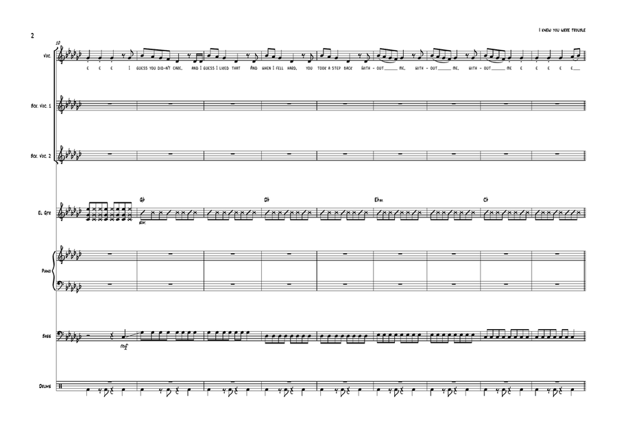 I Knew You Were Trouble I Knew You Were Trouble Cover Band scores gallery preview page 2