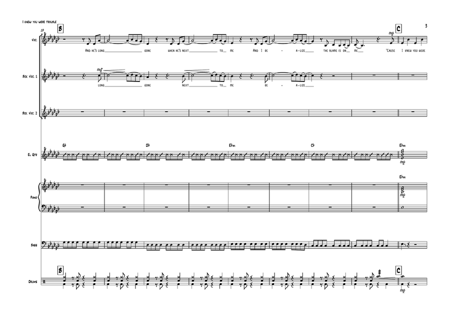 I Knew You Were Trouble I Knew You Were Trouble Cover Band scores gallery preview page 3