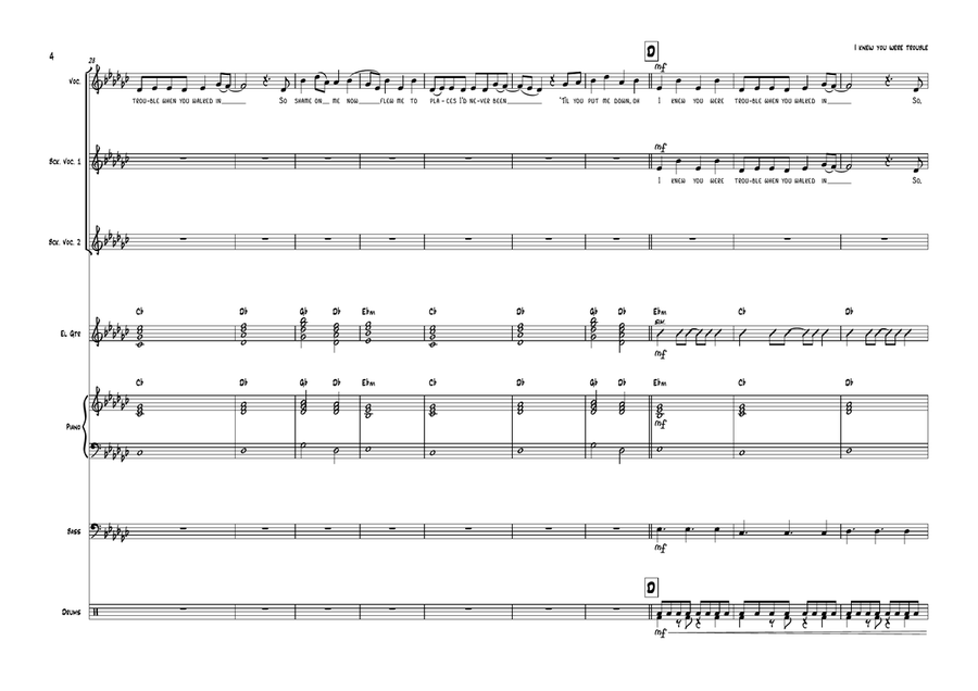 I Knew You Were Trouble I Knew You Were Trouble Cover Band scores gallery preview page 4