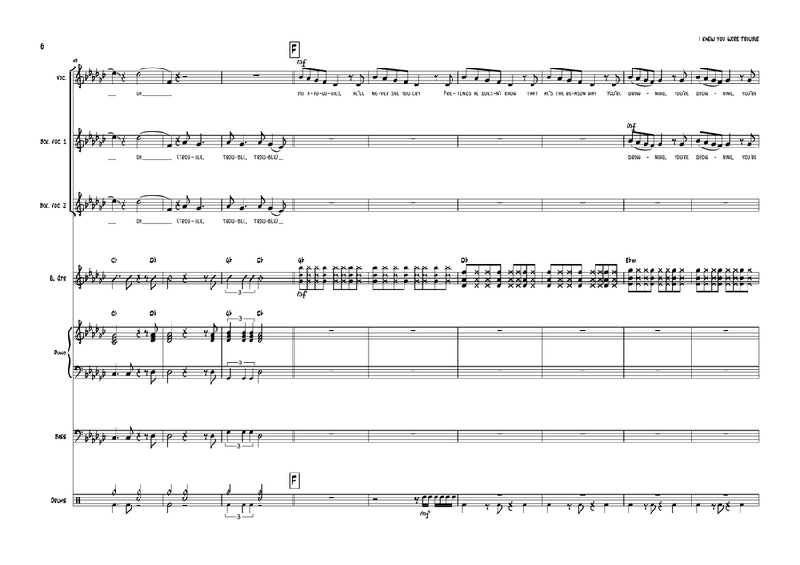 I Knew You Were Trouble I Knew You Were Trouble Cover Band scores gallery preview page 6