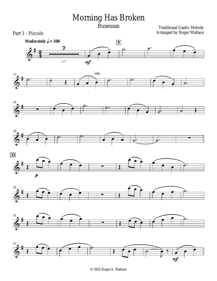 Morning Has Broken (Flute Quartet - High) Flute Quartet scores gallery preview page 5