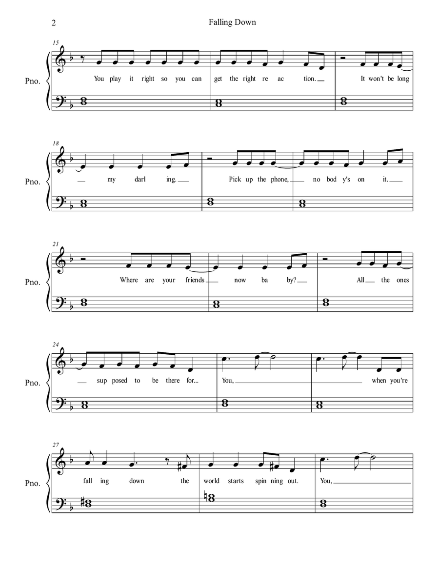 Falling Down Falling Down Easy Piano scores gallery preview page 2