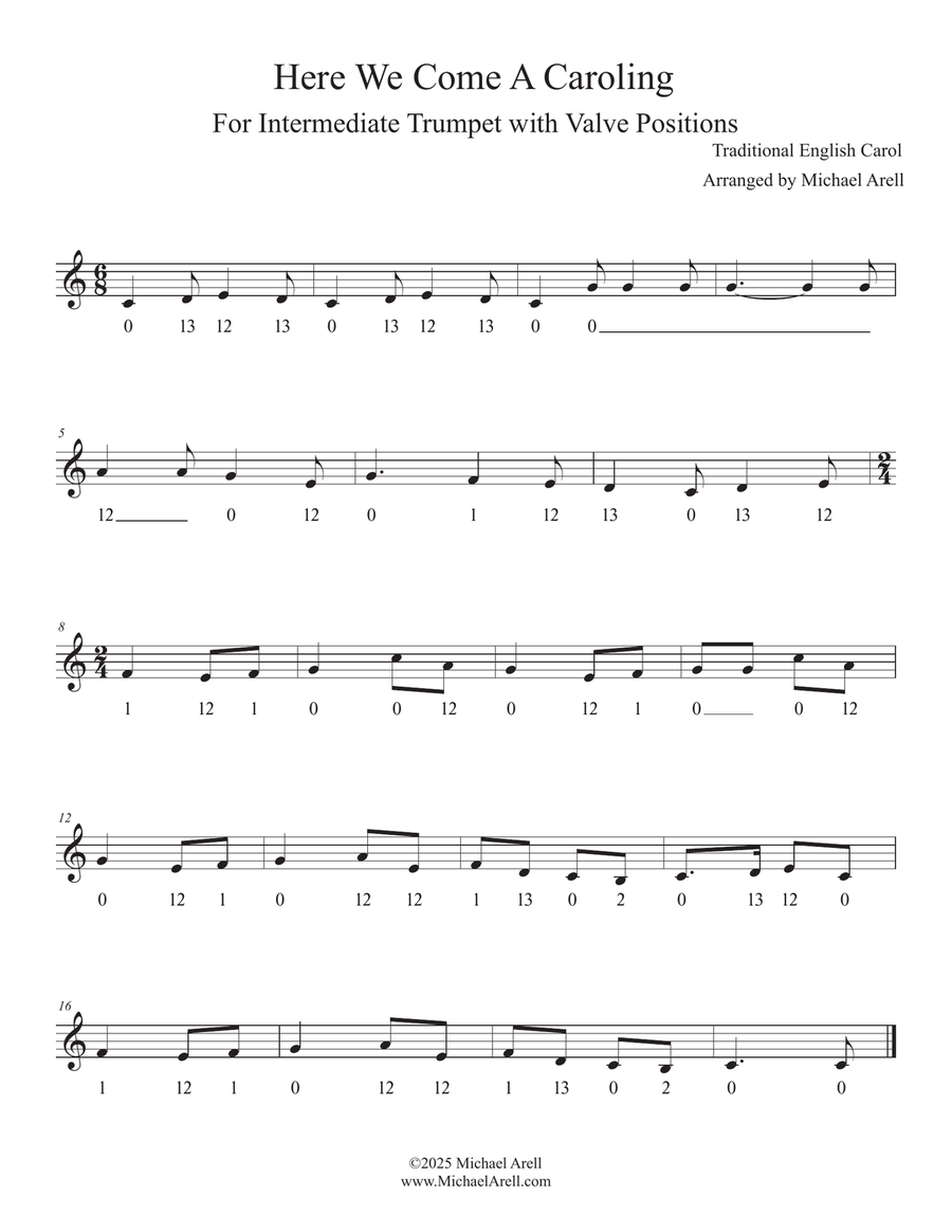 Here We Come A Caroling for Trumpet C Trumpet scores gallery preview page 2
