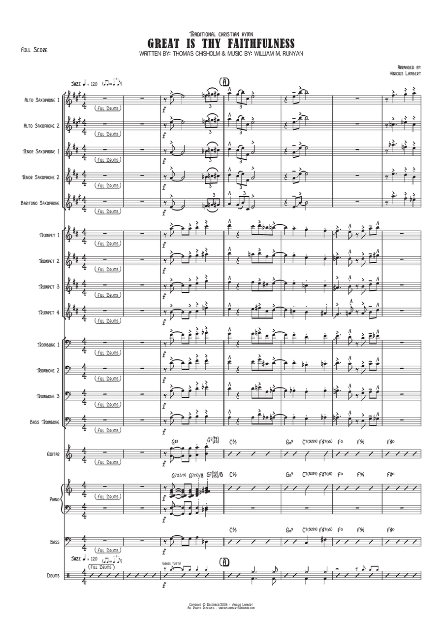 Great is Thy Faithfulness (Tu Es Fiel) Jazz Ensemble scores gallery preview page 2