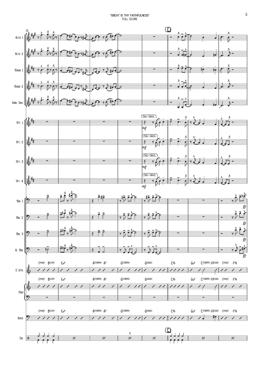 Great is Thy Faithfulness (Tu Es Fiel) Jazz Ensemble scores gallery preview page 4