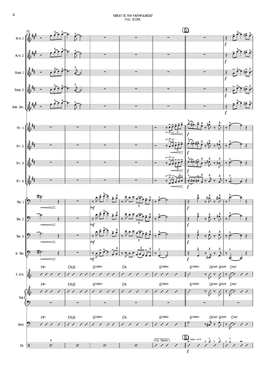 Great is Thy Faithfulness (Tu Es Fiel) Jazz Ensemble scores gallery preview page 5