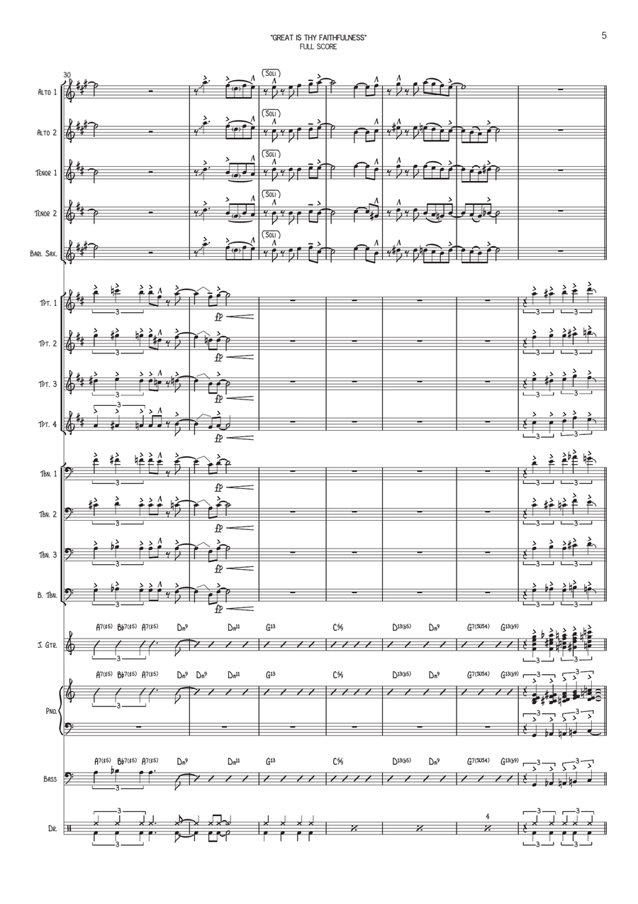 Great is Thy Faithfulness (Tu Es Fiel) Jazz Ensemble scores gallery preview page 6