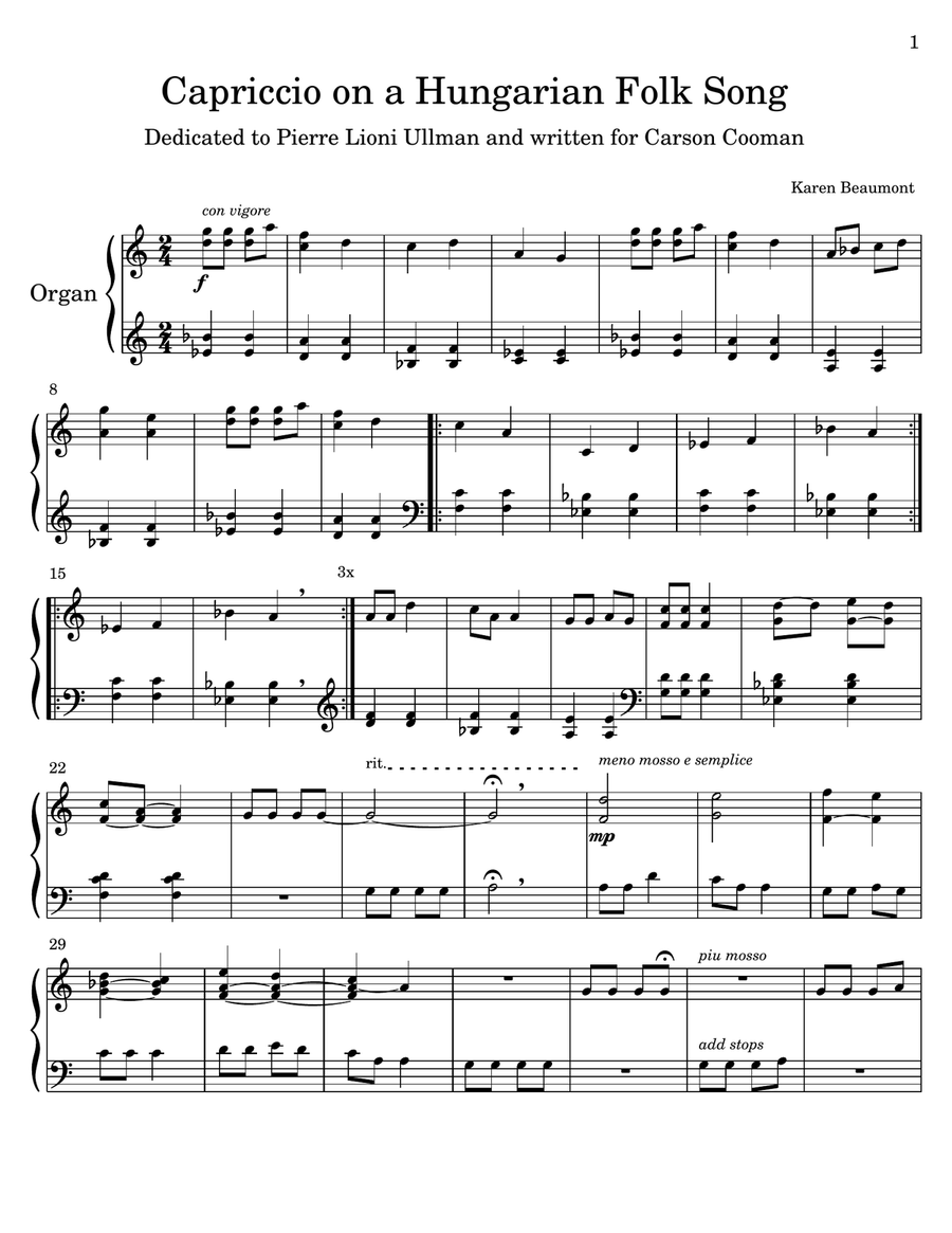Capriccio on a Hungarian Folk Song (manuals only) Organ Solo scores gallery preview page 2