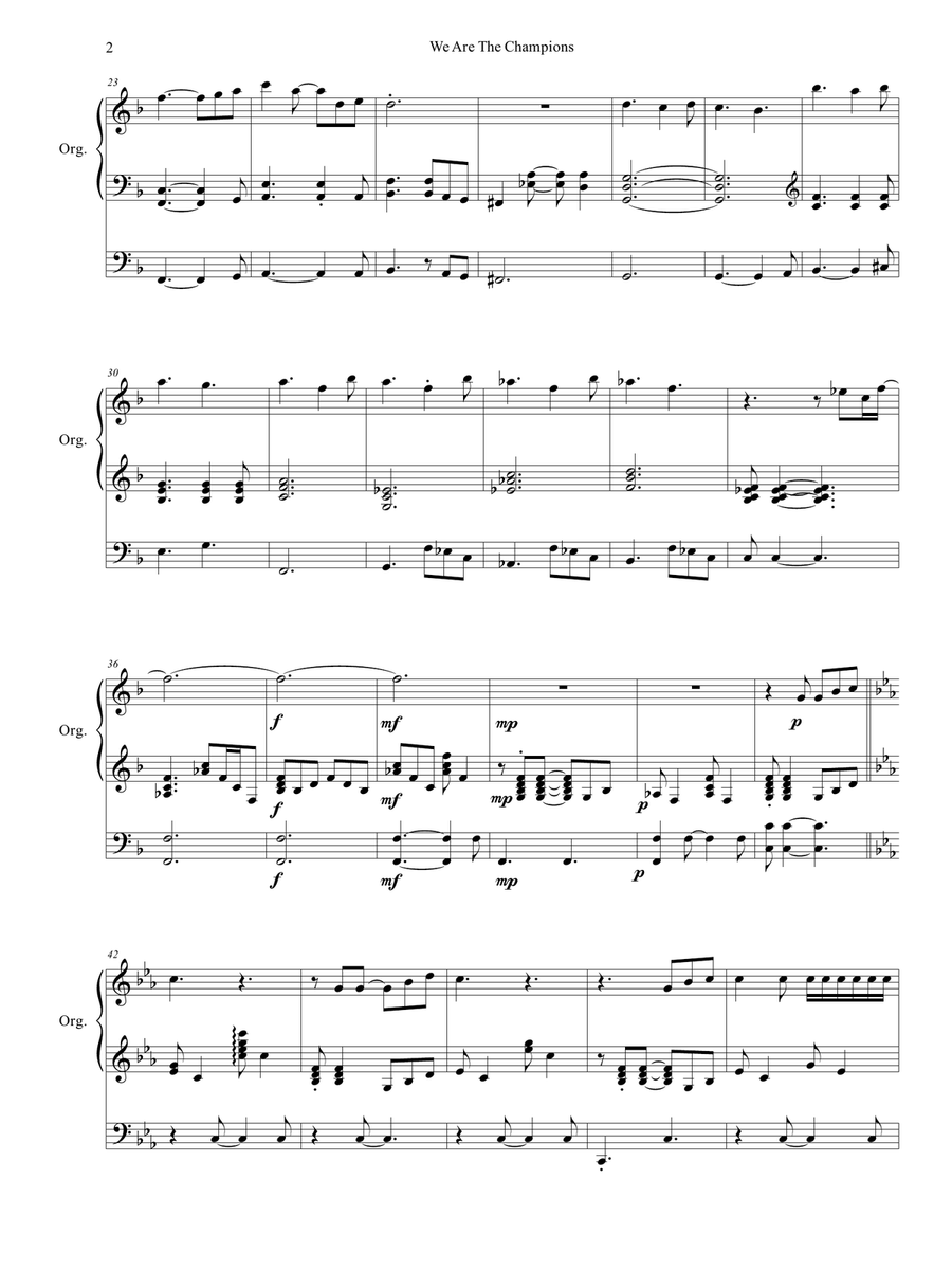 We Are The Champions Organ Solo scores gallery preview page 3