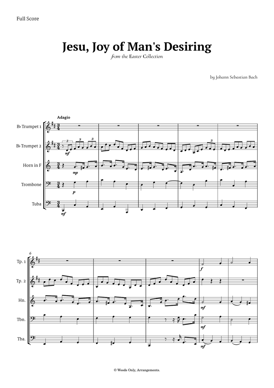 Jesu, Joy of Man's Desiring by Bach for Brass Quintet Brass Quintet scores gallery preview page 1