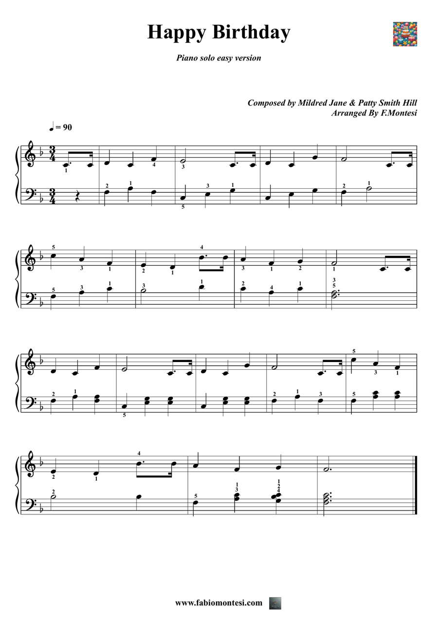 Happy birthday easy piano Easy Piano scores gallery preview page 1