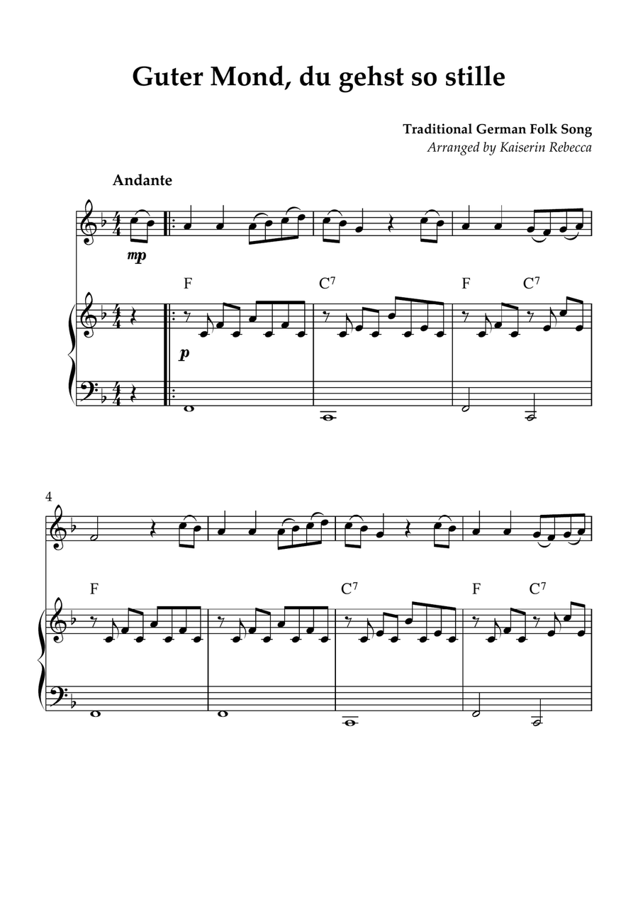 Guter Mond, du gehst so stille Piano scores gallery preview page 1
