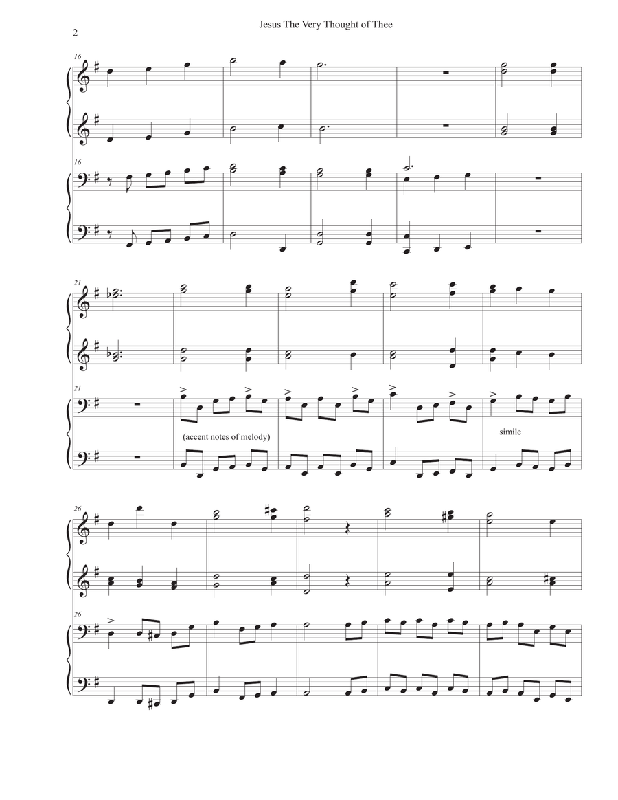 Jesus The Very Thought Of Thee (four hands() 1 Piano, 4-Hands scores gallery preview page 2