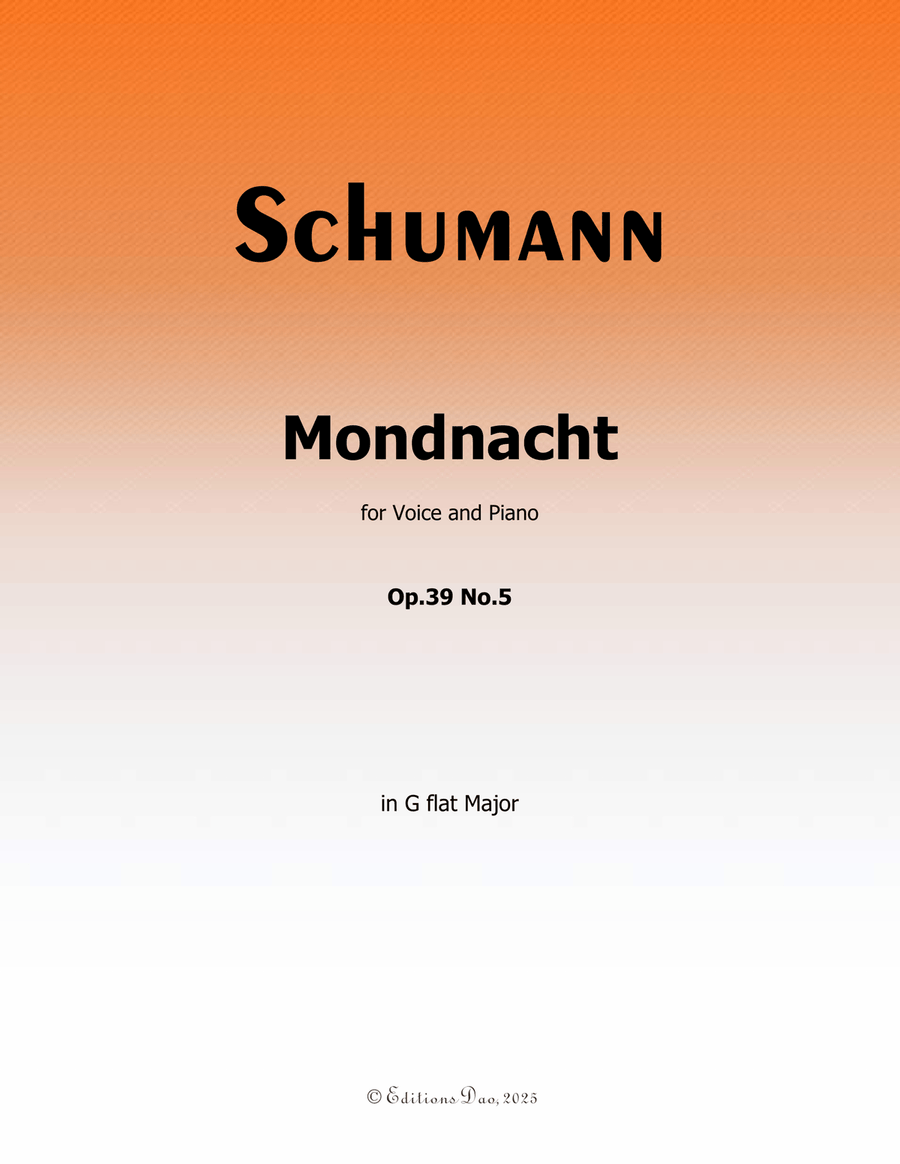 Mondnacht, by Schumann, Op.39 No.5, in G flat Major Piano, Vocal scores gallery preview page 1