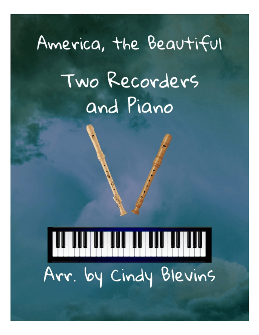 America, the Beautiful, for Two Recorders and Piano Woodwind Duet scores gallery preview page 1
