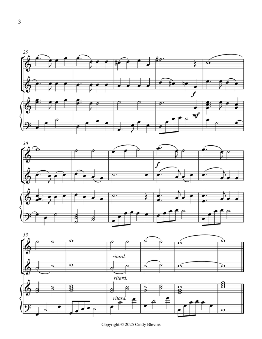 America, the Beautiful, for Two Recorders and Piano Woodwind Duet scores gallery preview page 4