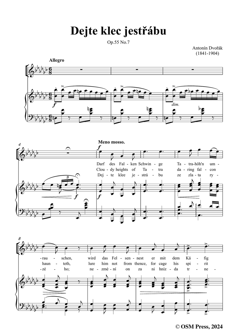 A. Dvořák-Dejte klec jestřábu,in e flat minor Piano, Vocal scores gallery preview page 3