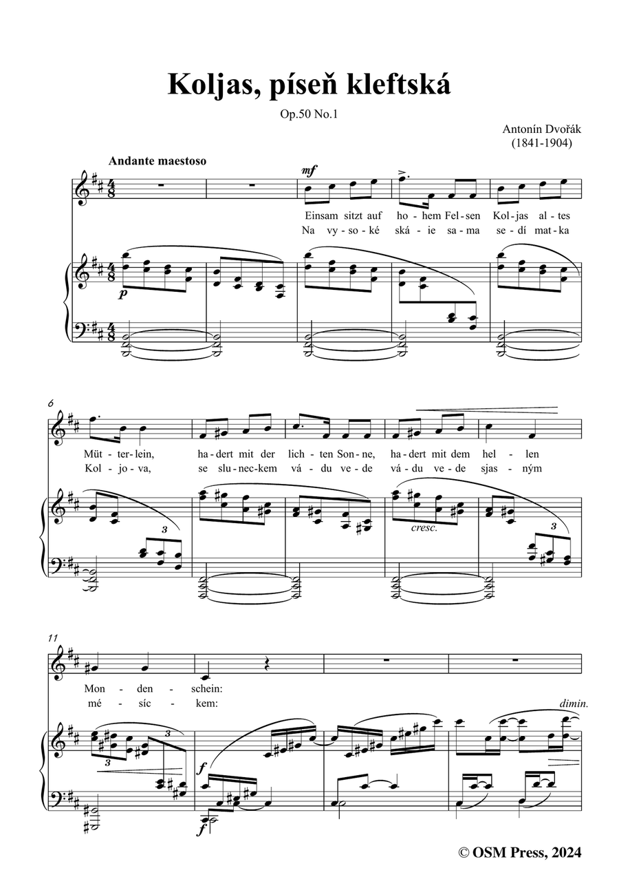 A. Dvořák-Koljas,píseň kleftská,in b minor Piano, Vocal scores gallery preview page 3
