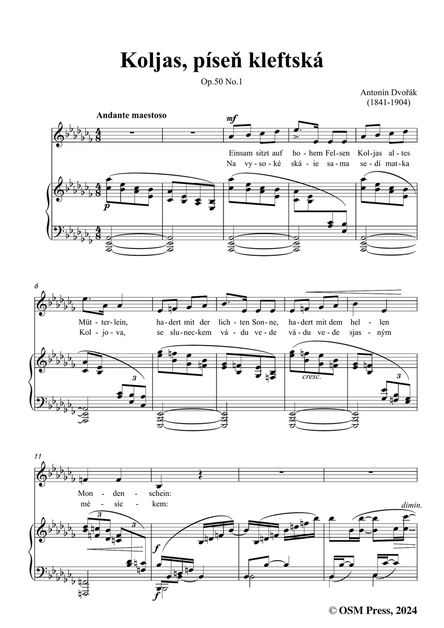 A. Dvořák-Koljas,píseň kleftská,in a flat minor Piano, Vocal scores gallery preview page 3