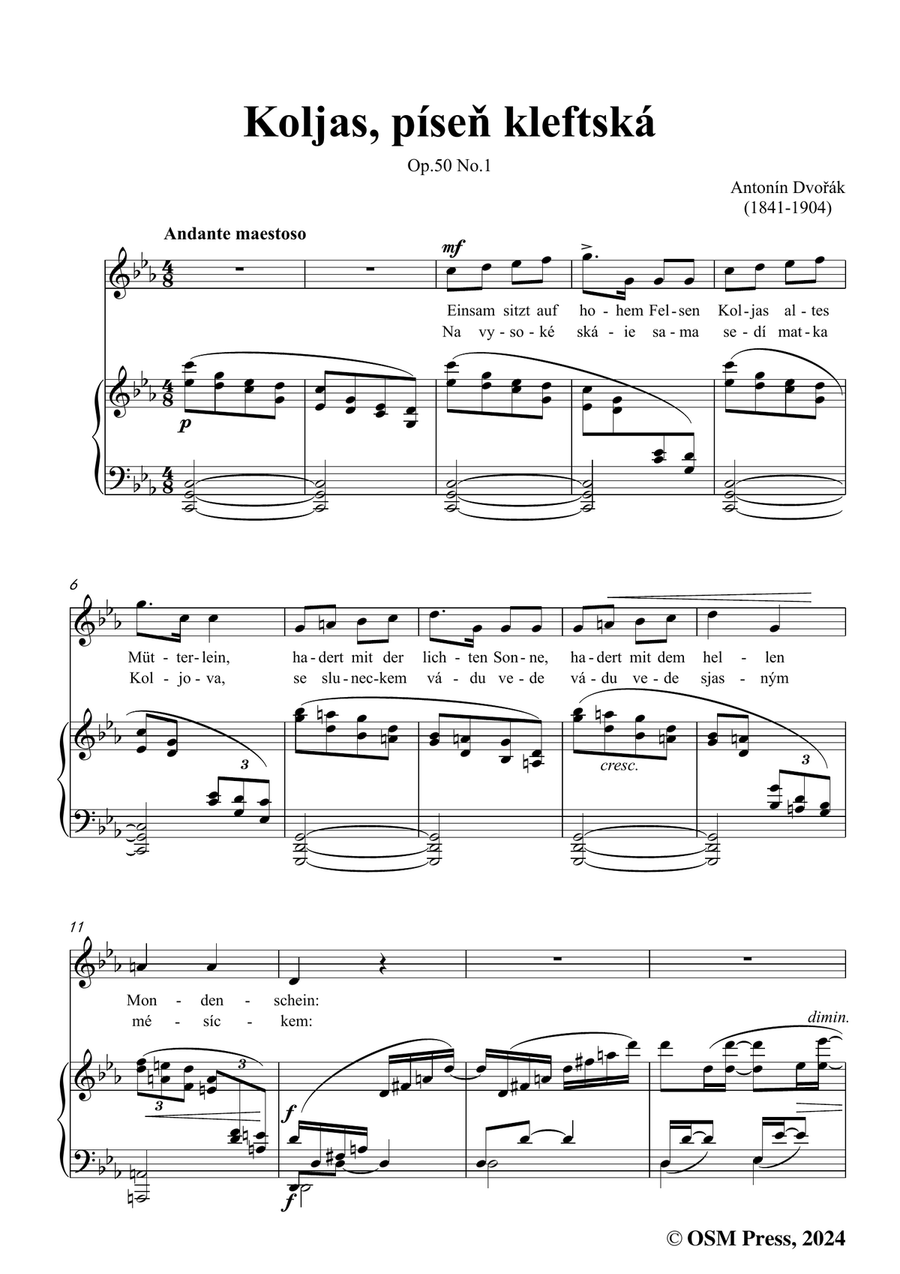 A. Dvořák-Koljas,píseň kleftská,in c minor Piano, Vocal scores gallery preview page 3