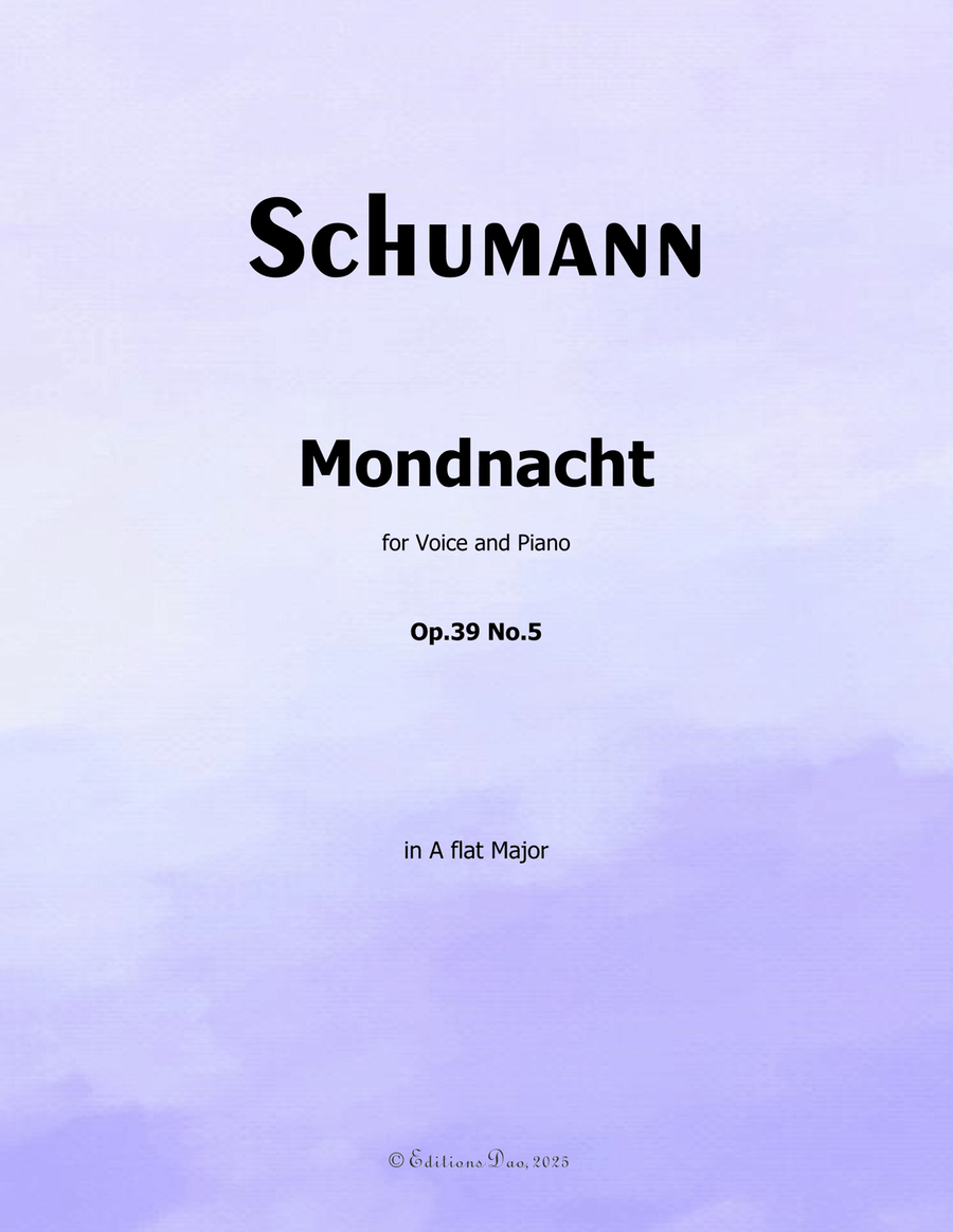 Mondnacht, by Schumann, Op.39 No.5, in A flat Major Piano, Vocal scores gallery preview page 1