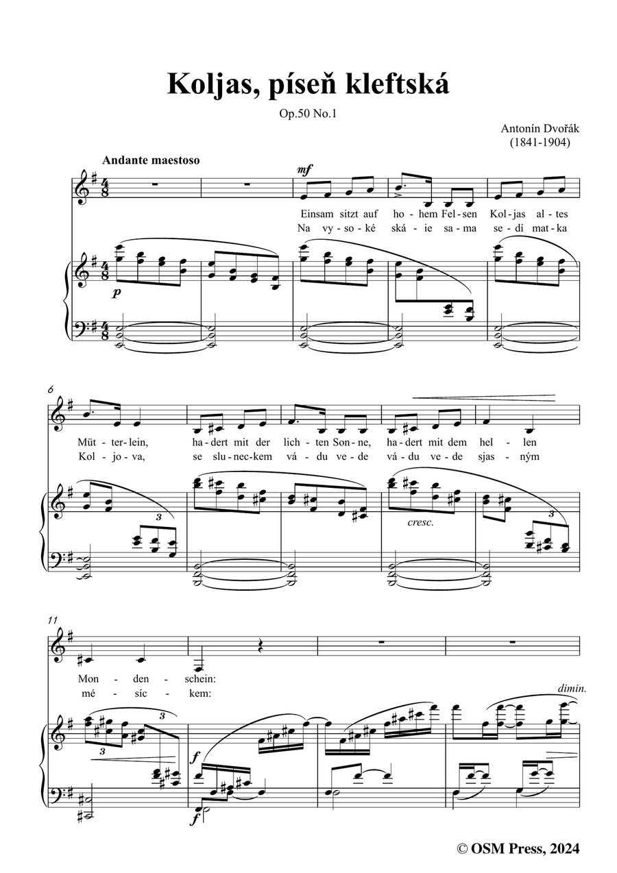 A. Dvořák-Koljas,píseň kleftská,in e minor Piano, Vocal scores gallery preview page 3