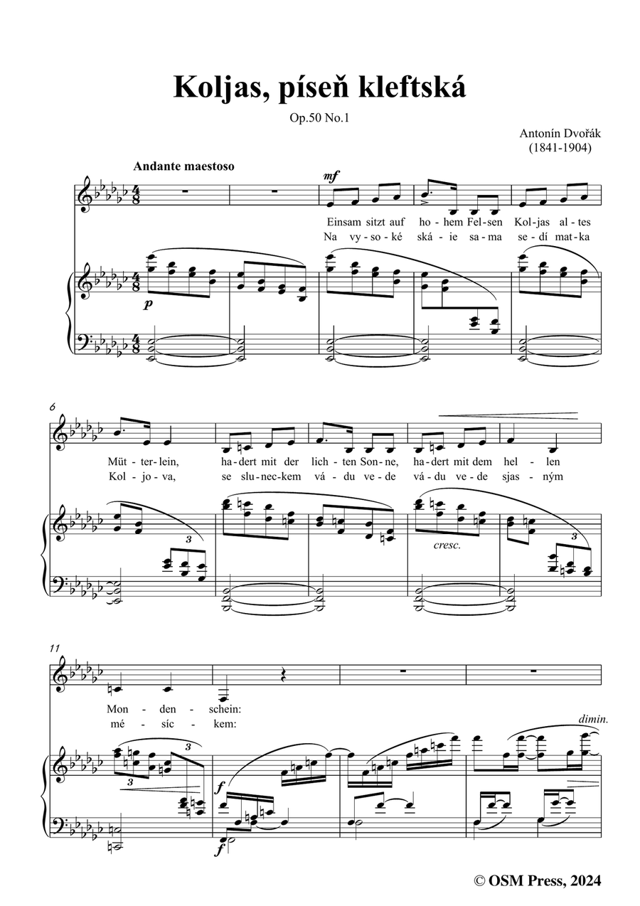 A. Dvořák-Koljas,píseň kleftská,in e flat minor Piano, Vocal scores gallery preview page 3