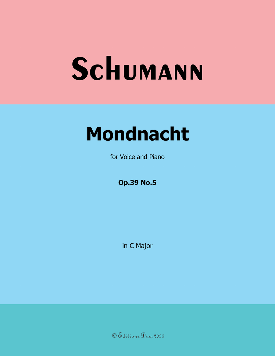 Mondnacht, by Schumann, Op.39 No.5, in C Major Piano, Vocal scores gallery preview page 1